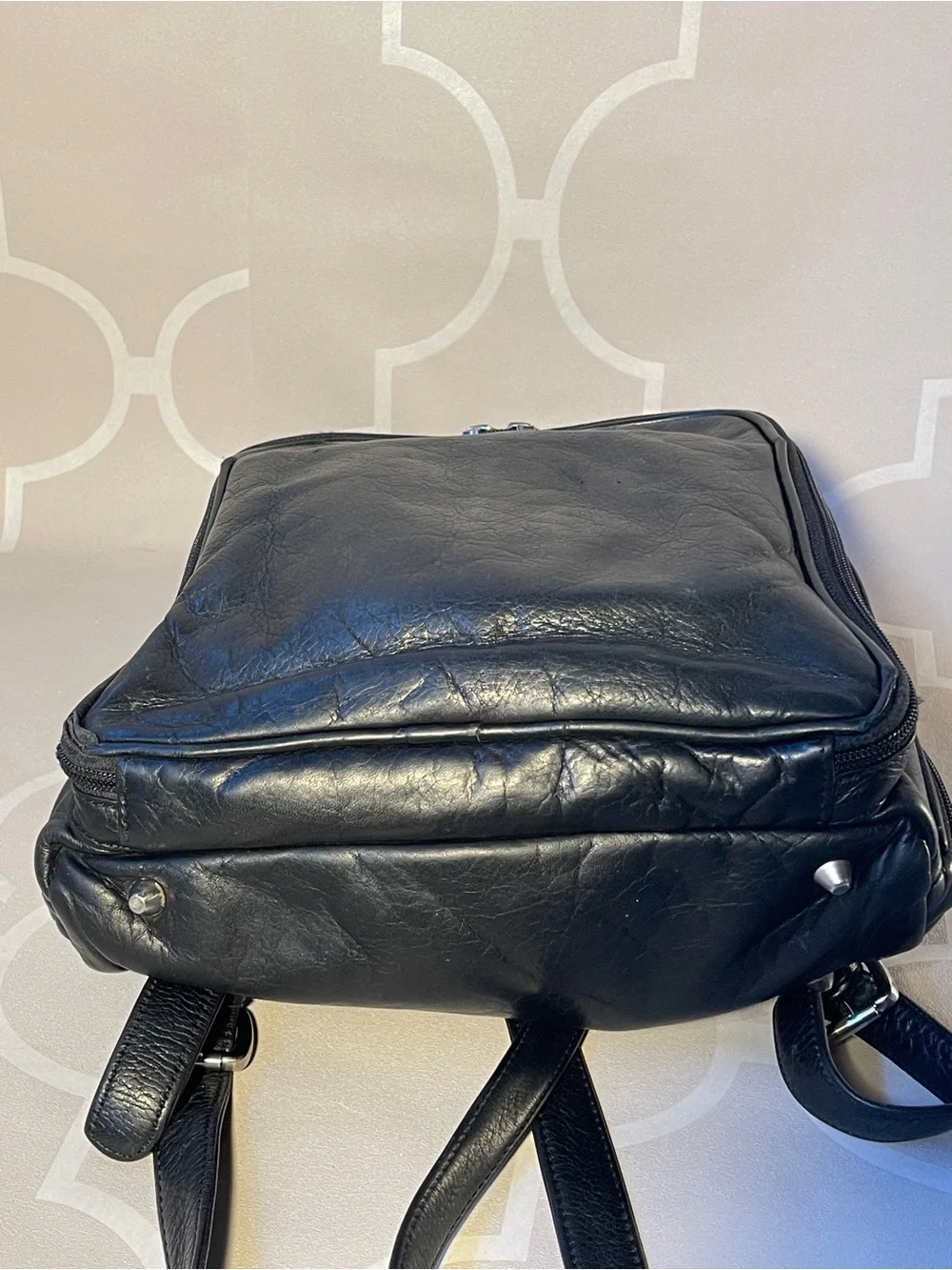 Osgoode Marley Soft Black Leather Organizer Backpack RFID Travel Work Purse